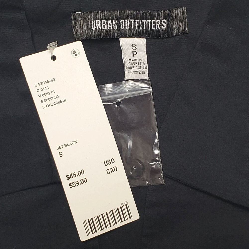 UO Party Girl Cotton-Blend Button Down Sleeveless Shirt Women's Small Jet Black - Picture 2 of 16